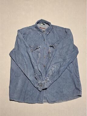 Vintage 90s Rampage Classics Denim Shirt Men's Large Blue Button Down Cotton